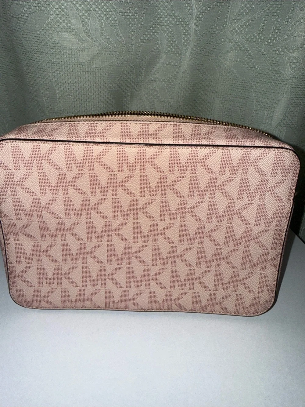 Michael Kors Pink Logo-Print Crossbody Bag with Gold Hardware